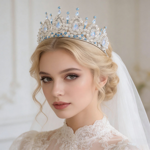 Handmade Alloy Crystal <strong>Wedding</strong> <strong>Hair</strong> <strong>Band</strong> Bride Tiara Baroque Crown for Pageant Quinceanera Party - Product Image 3