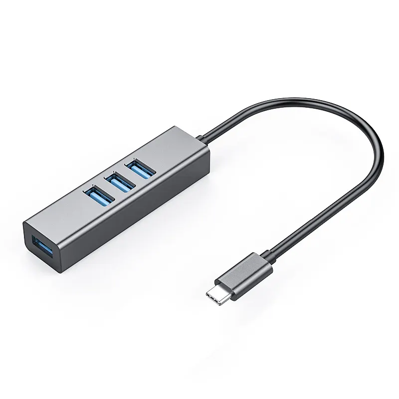 USB C 4 port 3.0 Hub USB-C 4 in 1, stasiun Dok Tipe C Splitter USB 3.0*4 Hub adaptor
