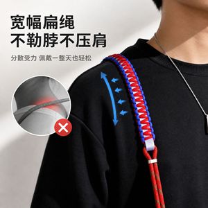 <b>Phone</b> Lanyard Woven Round Flat Splicing Adjustable Shoulder Strap <b>Micro</b> Elasticity Polyester Red Blue Color Commute Travel - Product Image 5