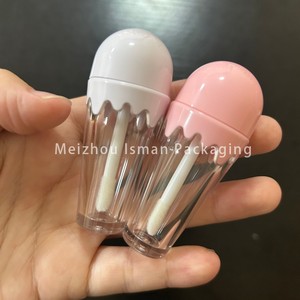 ISMAN 6ml Tube de brillant à lèvres en forme de cornet de crème glacée mignon, transparent, rose, blanc, emballage vide pour brillant à lèvres, logo personnalisé, flacon de maquillage pour enfants - Product Image 4