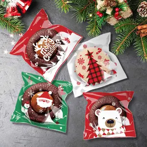 Neujahr Weihnachten Strumpf Stiefel Kekse Verpackung Taschen Strumpf Bäckerei Geschenk Süßigkeiten Muffin Open Top Bag