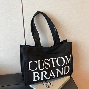 Sacs fourre-tout en toile à fermeture éclair grande capacité en gros, sacs promotionnels personnalisés avec logo imprimé, sacs de shopping pour femmes - Product Image 4