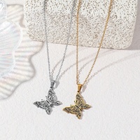 Nuevo y Sencillo Collar con Colgante de Acero Inoxidable con Caligrafía Religiosa Musulmana Islámica Árabe de Mariposa, Venta al por Mayor para Eid y Ramadán