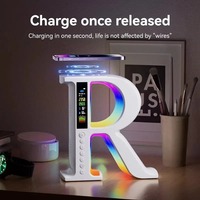 Enceintes Bluetooth avec chargeur sans fil, mini enceinte portable, lampe d'ambiance colorée, lumière de nuit multifonctionnelle RGB