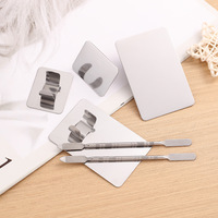 Palet baja tahan karat untuk seniman kosmetik Makeup pencampur palet DIY dengan alat Spatula untuk melukis kuku Alas Bedak Cair