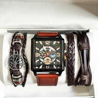 Set Cadeau De Luxe 2026 Montres Bracelet En Cuir Décontractées Pour Homme Avec Bracelets Breloques Parfaits