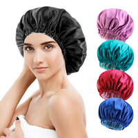 Bonnet de nuit double couche en satin avec doublure intérieure colorée Bonnets de cheveux en satin réglables pour femmes de grande taille