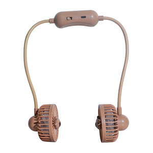 Portable Neck Fan With Dual Blades Rechargeable <b>Battery</b> <b>Operated</b> For Outdoor Use 2W DC Motor Button Control - Product Image 5