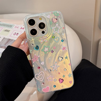 Coque de téléphone étoilée colorée pour iPhone 17, 16, 15 Pro Max, 14, 13, 11 avec chaîne élégante et protection antichoc