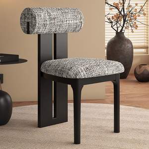 <b>Dining</b> <b>Chair</b> Upholstered Solid Wood Retro Backrest Minimalist Design For <b>Dining</b> Room - Product Image 3