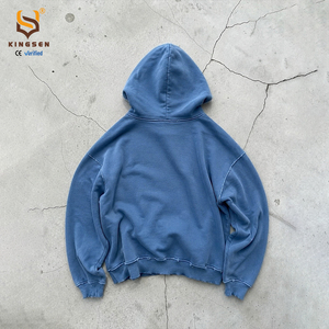 Sweat-shirt à capuche vintage délavé avec logo personnalisé pour homme, style streetwear oversize, pull décontracté brodé - Product Image 3