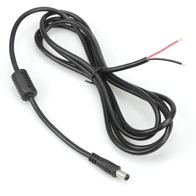 Custom Length 18 AWG 20 22awg DC 5.5 * 2.1mm DC5525 Male to Open Wire Cable Stripped Shielded Power Cord with PVC Insulation