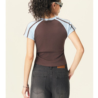 Haut court ajusté à manches raglan pour femme, t-shirt court confortable, manches courtes sexy, respirant, doux, col rond, haut court uni pour femme