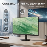 Moniteur LED COOLBIRD 22 pouces Full HD 1080P, écran d'ordinateur avec dalle IPS, design fin, moniteur de bureau OEM ODM