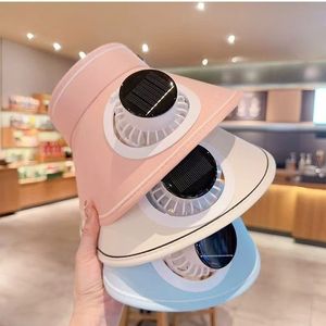 หมวกพัดลมพลังงานแสงอาทิตย์ ปีกกว้าง ชาร์จไฟได้ ป้องกันรังสียูวี สำหรับฤดูร้อนกลางแจ้ง ป้องกันแสงแดด สีพื้น โพลีเอสเตอร์ - Product Image 3