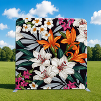 Support d'affichage publicitaire en aluminium avec toile de fond en tissu à motif floral pour l'exposition de la marque et la décoration intérieure