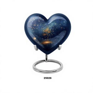 Meilleure vente de qualité supérieure bleu et or arbre de vie coeur crémation urne commémorative pour cendres humaines urne décorative grand coeur - Product Image 1