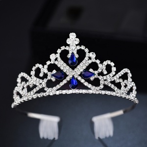 <span class=keywords><strong>Couronne</strong></span> de fête de mariage en alliage de zinc plaqué argent avec cristaux en strass pour femmes Accessoires de cheveux de mariée - Product Image 5