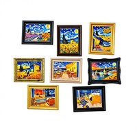 Aimant de réfrigérateur avec cadre photo Van Gogh - Souvenir de voyage sur le thème des tableaux célèbres du monde, décoration de style européen, tuile magnétique en résine, cadeau