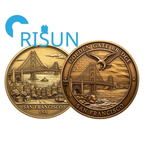 Pièces de monnaie commémoratives de <span class=keywords><strong>voyage</strong></span> en or avec impression UV 3D, motif Ours grizzly de Californie, San Francisco, Pont Golden Gate - Product Image 2