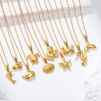 Collar de Moda para Mujer de Acero Inoxidable con Colgante Budista, Serie Océano, Joyería con Concha y Cadena Figaro, Venta al por Mayor