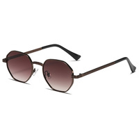 Lunettes de soleil de luxe de marques célèbres pour femmes, lunettes de soleil à monture métallique pour hommes, lunettes hexagonales, protection UV400, LOGO PERSONNALISÉ