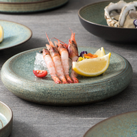 Assiette de service ronde plate en céramique et grès pour restaurant, hôtel, repas décontractés, buffet, fête, vaisselle japonaise, compatible lave-vaisselle