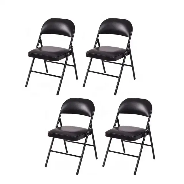 Wholesale cheap commercial stackable black metal folding chair wedding party events home office furniture folding metal chair