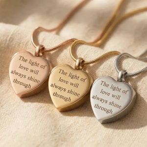 Collana Impermeabile Jietao in Acciaio Inossidabile con Ciondolo a Cuore per Ceneri, Personalizzabile con Foto o Testo Inciso, Gioiello Commemorativo per l'Amore - Product Image 2
