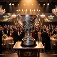 Trophée Métallique Personnalisé Édition Relief Loup Aigle et Montagne, Coupe de Récompense Événementielle 2026 pour Tournoi de Football
