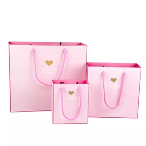 중국 공급 업체 사용자 정의 에코 핑크 선물 포장 가방 핸들