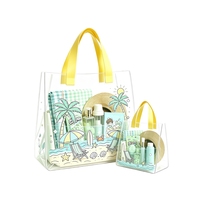 Grand sac fourre-tout transparent en PVC avec poignée renforcée, idéal pour la plage et les pique-niques