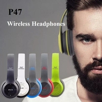 P47 Pliable Sans Fil Casque HiFi Stéréo Basse Profonde Bleu Dent Casque Over-ear Sport Écouteur pour Musique Téléphone Mobile