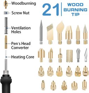37pcs pyrography đốt gỗ Kit cho người mới bắt đầu có thể điều chỉnh chuyên nghiệp Gỗ Burner Bút công cụ và phụ kiện woodburning embos - Product Image 2