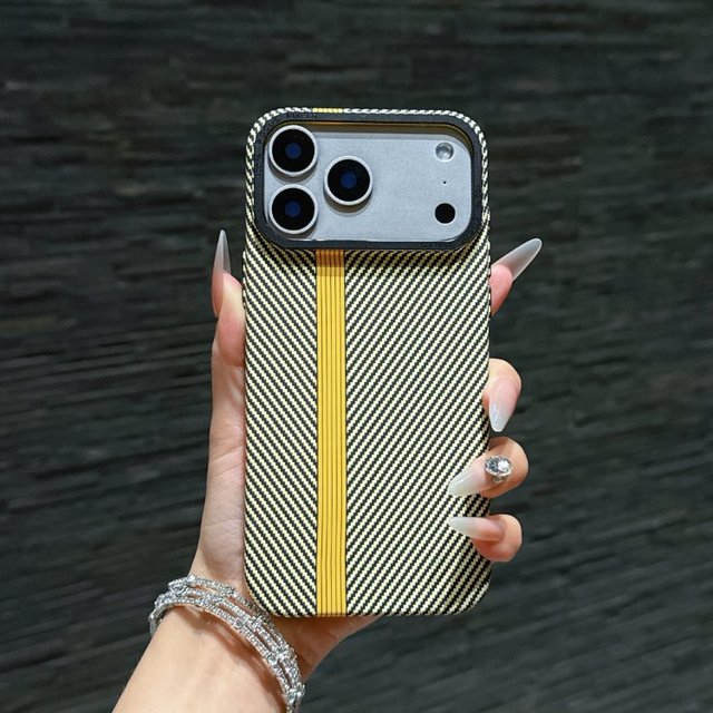 Luxury Carbon Fiber Texture Phone Case for iPhone 12 13 14 15 16 Pro Max 17 Air Shockproof Protective Lens Hard Shell Opp Bag