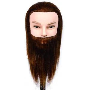 Wholesale 100% Human Hair male training mannequin heads with beard for hairdresser