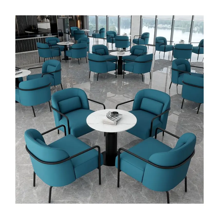 Programme commercial de luxe moderne et léger ensemble de tables et de chaises de café table de meubles pour restaurant