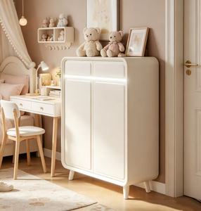 Armoire de rangement moderne en plastique blanc avec deux portes et tiroirs, style scandinave, meubles pour la maison, pour le salon ou le bureau - Product Image 2