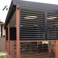 Store banne solaire fixe en alliage d'aluminium au design moderne, étanche et isolante thermiquement, à ouverture horizontale, pour hôtels et entrepôts extérieurs