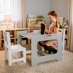 Juego de Mesa y Silla para Niños <span class=keywords><strong>Montessori</strong></span>, Mesa de Juego de Madera para Niños Pequeños, Preescolar, 2 Años - Product Image 6