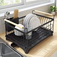 Égouttoir de vaisselle en acier inoxydable, étagère de cuisine à double couche pour évier