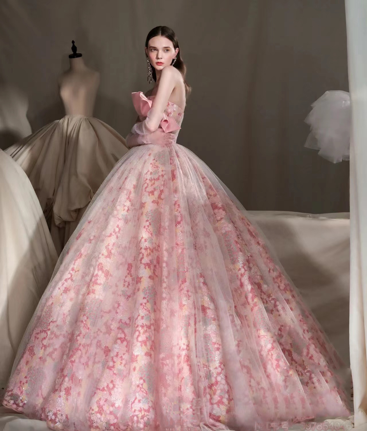 light pink bridal dress Princess Light Pink Wedding Dresses with Cape Lace Appliques A Line Bridal Gowns