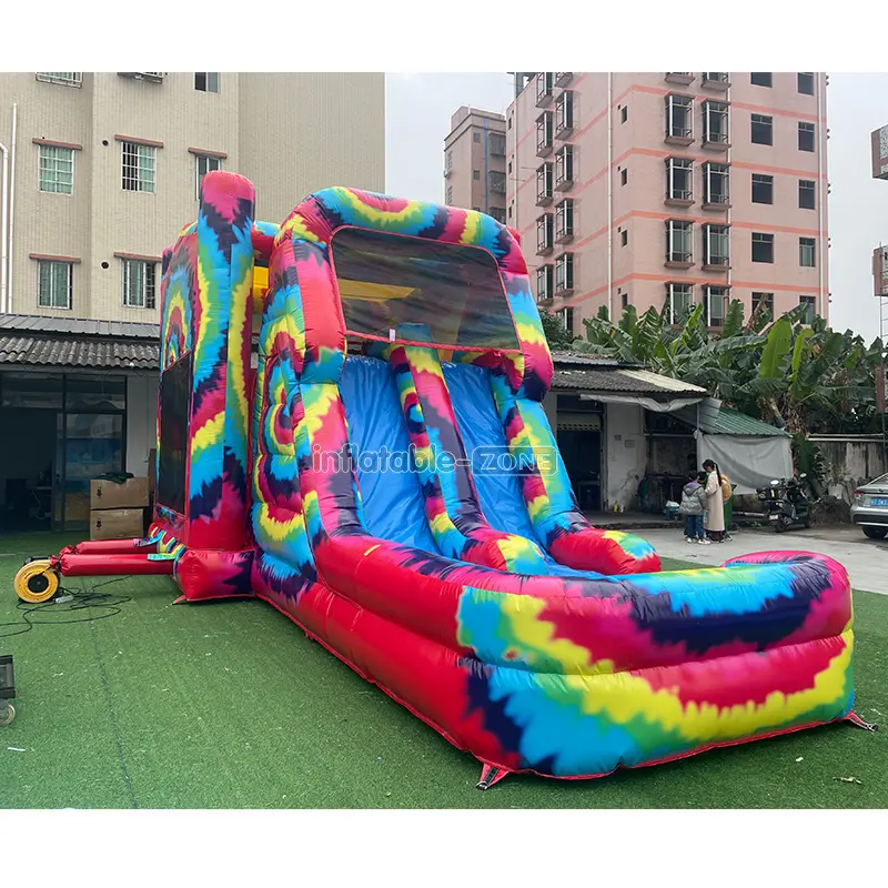 TIE DYE Bounce Slide combo, Inflatable lâu đài và trong nhà vui chơi giải trí thiết bị