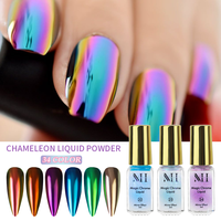Nouveautés Menghe : Poudre miroir Aurora 5 ml, vernis à ongles métallique effet miroir, liquide magique sans poussière, chrome pour ongles