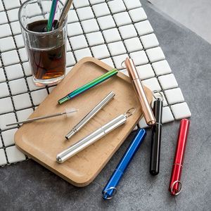 Wholesale <b>Straws</b> Case With Brush Adjustable Telescopic Reusable <b>Metal</b> <b>Straw</b> Keychain - Product Image 5