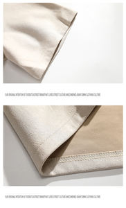 เสื้อยืดแขนสั้นผู้ชาย B678 ผ้าหนังกลับ ทรงหลวม สกรีนโลโก้ได้ 220GSM สไตล์สตรีทแคชชวล คอกลมทรงโอเวอร์ไซส์ เสื้อผ้าหนังกลับสำหรับผู้ชาย - Product Image 5