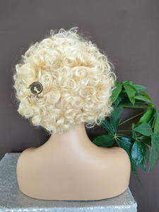 Pelucas de corte Pixie, venta al por mayor barata, peluca rizada Afro corta, pelucas 100% Pixie, cabello humano para mujeres negras, cabello brasileño transparente - Product Image 2