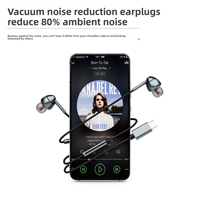 Audífonos Intrauditivos SAN con Cable Tipo-C de Alta Calidad, Decodificables, con Micrófono, Auriculares Estéreo HiFi con Reducción de Ruido y Funciones de Manos Libres y Bajos