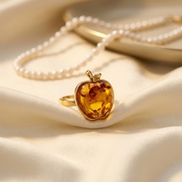 Bague Cocktail en Argent 925 Certifié avec Ambre Naturel Piebald Floral en Forme de Pomme – Vente au Détail et en Gros, Bijoux Rares pour Femmes, Cadeau d'Anniversaire