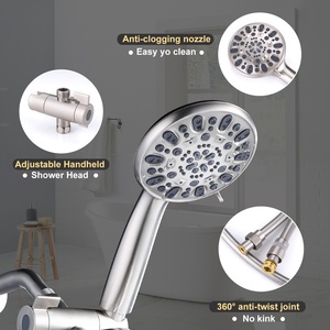 Soffione pioggia ad alta pressione e <span class=keywords><strong>doccia</strong></span> a mano a 7 posti separatamente o insieme, doppio soffione <span class=keywords><strong>doccia</strong></span>, combinazione 3 vie precipitazioni - Product Image 4